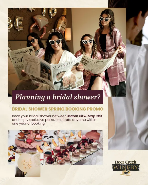 spring bridal shower promo at deer creek winery