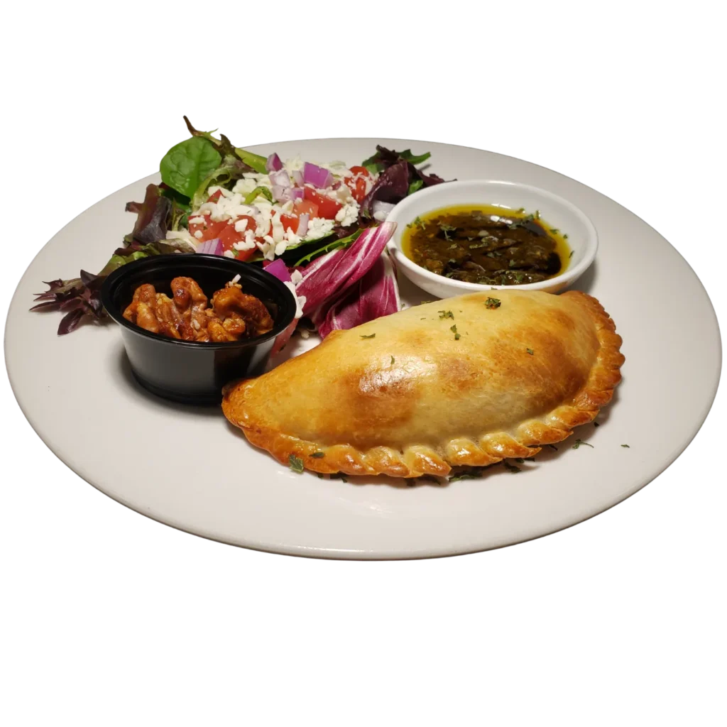 The Deer Creek Pairing Experience Enzo's Empanadas — locally handmade beef or chicken empanadas with garlic olive oil and dipping blends at Deer Creek Winery