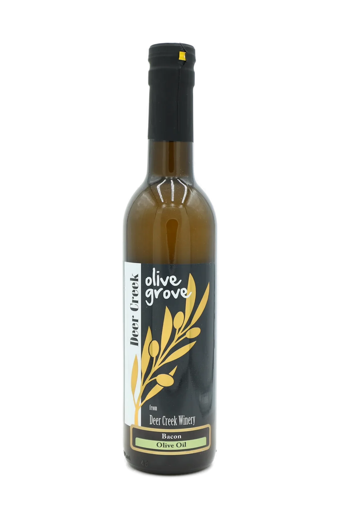 Bacon Olive Oil Bacon Olive Oil bottle from Deer Creek Olive Grove at Deer Creek Winery in Pennsylvania