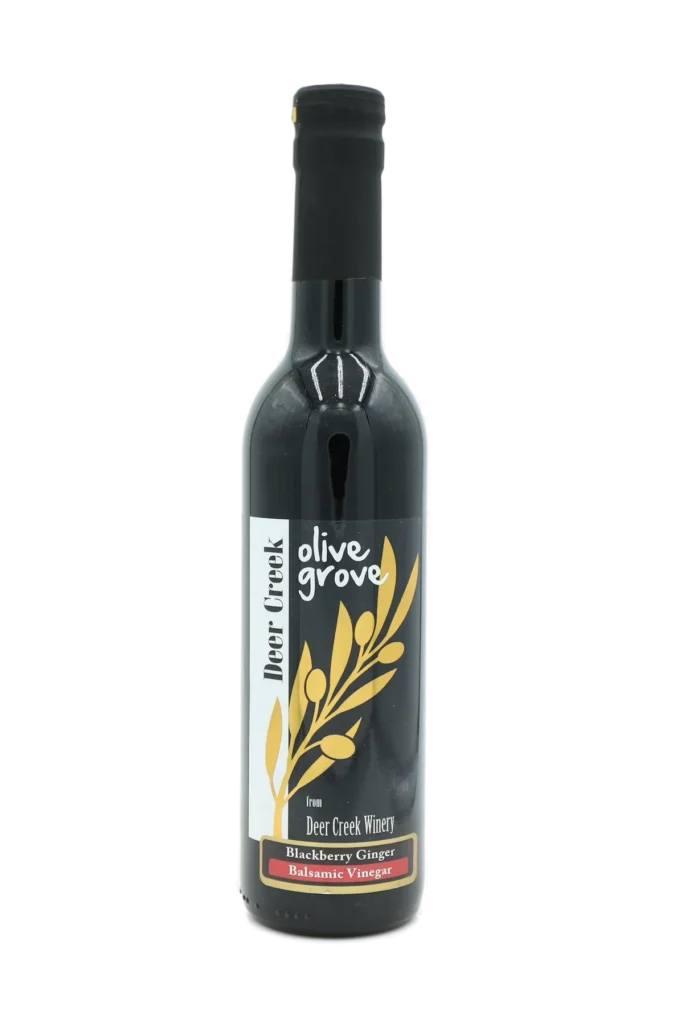 Blackberry Ginger Balsamic Vinegar bottle from Deer Creek Olive Grove at Deer Creek Winery in Pennsylvania