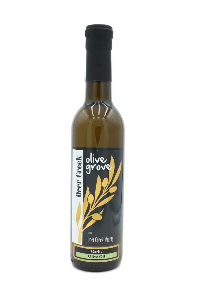 Garlic Olive Oil bottle from Deer Creek Olive Grove at Deer Creek Winery in Pennsylvania