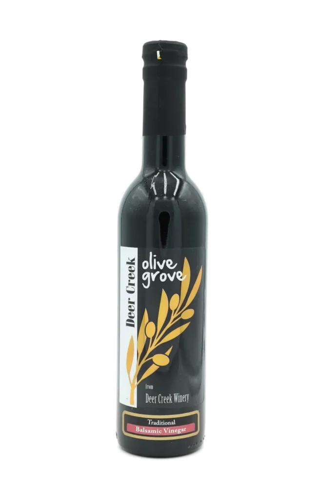Traditional Dark Balsamic Vinegar bottle from Deer Creek Olive Grove at Deer Creek Winery in Pennsylvania