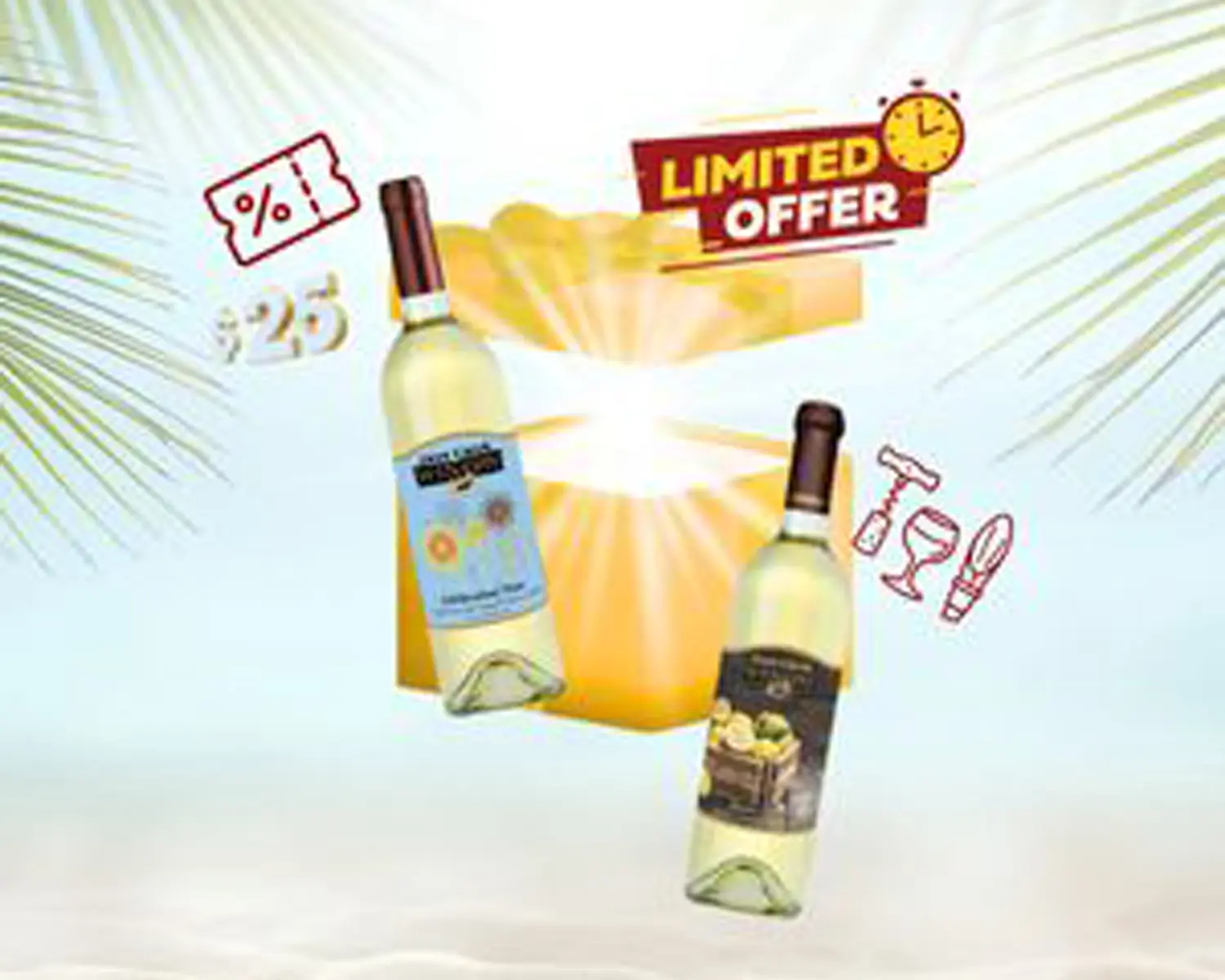 Deer Creek Winery offer — online wine orders July 1–15 include a surprise free gift and a $25 food & wine voucher for a future bed & breakfast stay